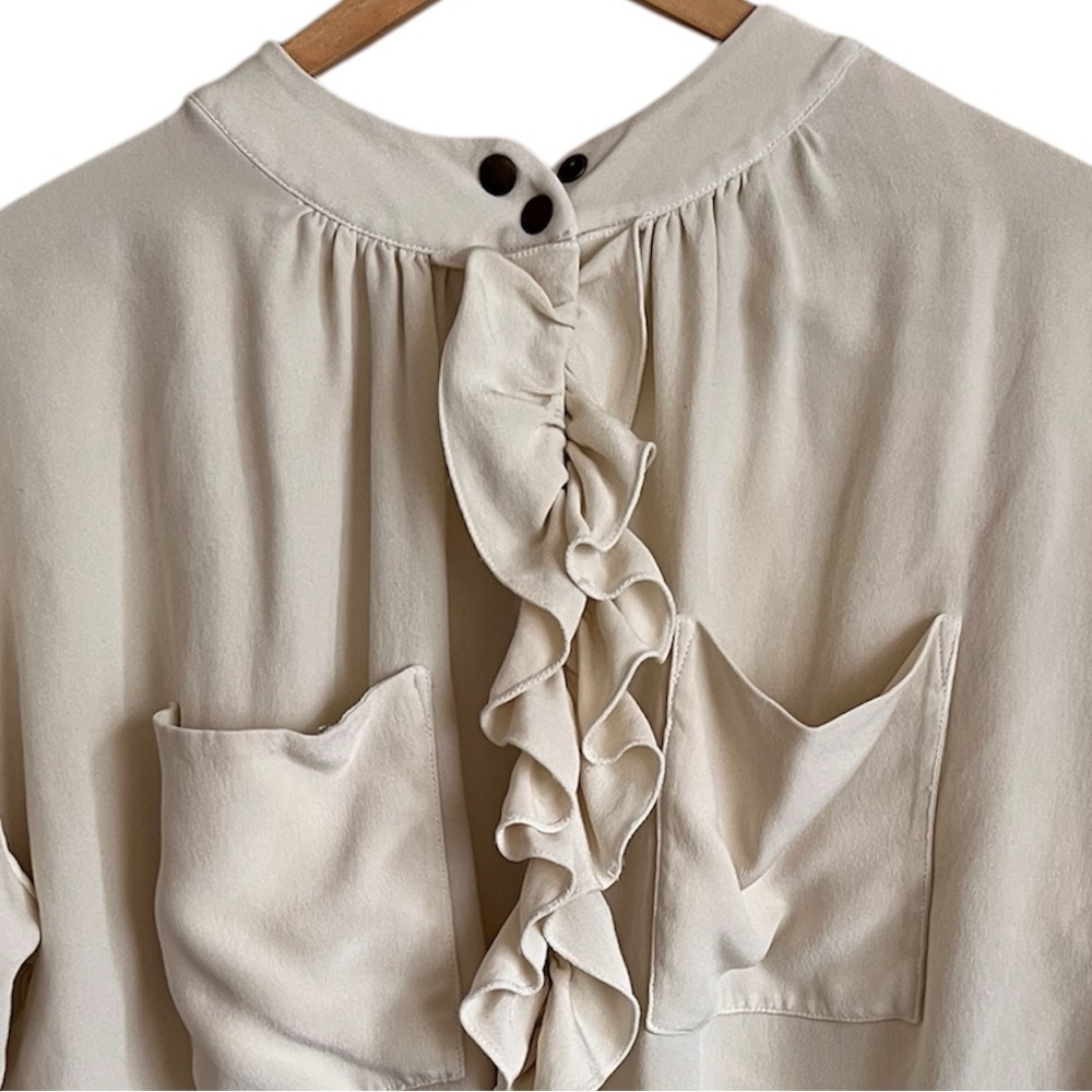 Ramy Brook Cream Ruffled Button Up Blouse - Picture 3 of 12